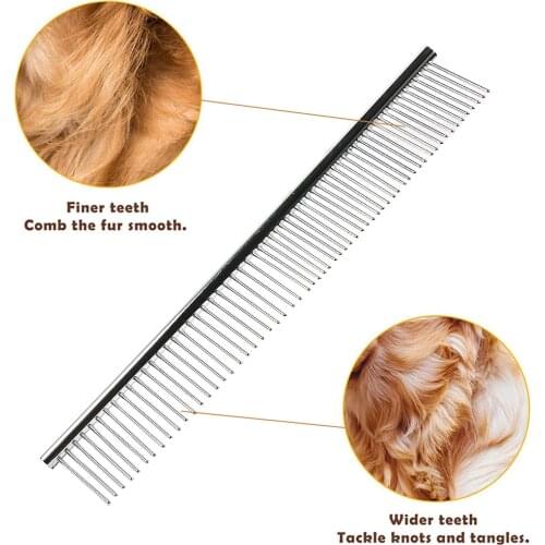 Pet Dematting Comb - Stainless Steel Pet Grooming Comb for Dogs and Cats Gently Removes Undercoat, Tangles and Knots