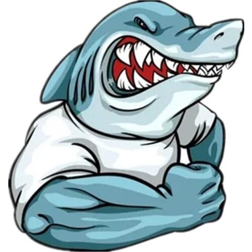 S40564# Various Sizes Self-adhesive PVC Decal Shark With Muscle Car Sticker Waterproof Auto Decors on Bumper Rear Window