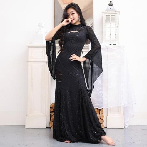 Sexy Long Sleeve Womens Clothing Stage Wear Bellydance Dress Arabic Iraq Khaleegy Robe Baladi Costumes