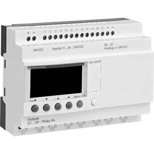 SR2A201BD compact smart relay Zelio Logic - 20 I O - 24 V DC - no clock - display