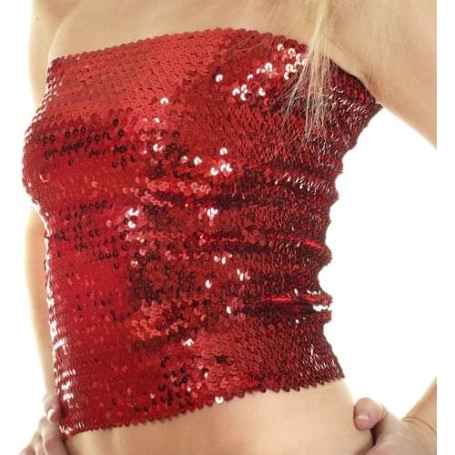 Stretch Sequin Tube Top Glitter Disco Retro Sparkly Boob Bandeau Top Clubwear Sexy Festival Raves Outfit Party Crop Top Costume