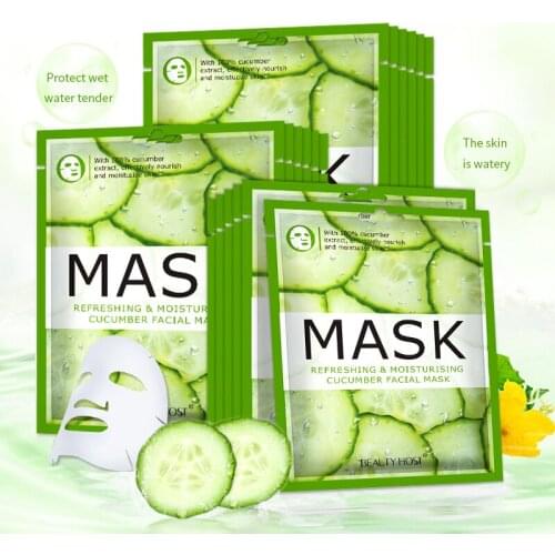 0.52/PC 100% Fruit Facial Mask Moisturizer Whitening Oil Control Face Skin Care Grape/Pomegranate/Cucumber /blueberry 20PCS