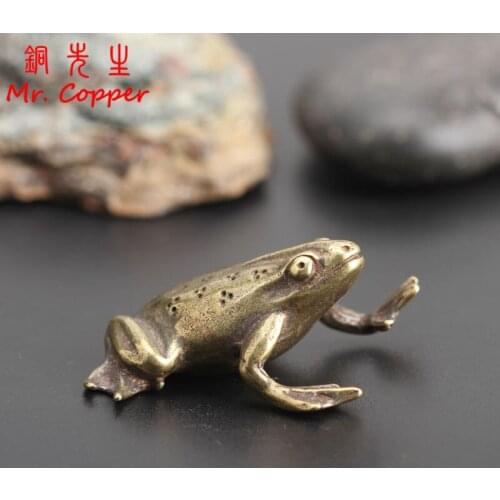 Vintage Copper Small Frogs Figurines Office Desk Crafts Ornaments Home Decor Accessories Retro Brass Animal Statue Decorations