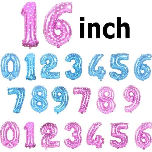 16" 32inch Blue Pink Number Balloon Digit Air Foil Balloons Figures Festa Balloon Adult Birthday Party Decorations Kids Supplies