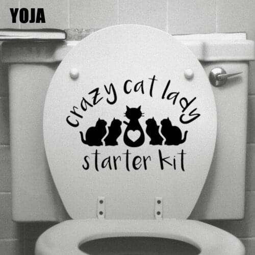 YOJA 25*17.8CM Crazy Cat Lady Starter Kit Living Room Home Decor Toilet Decal Wall Sticker T4-0042