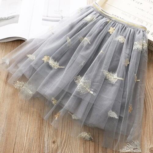 2019 Girls Fashion Skirt Sequined Feather Lace Dress Joker Tutu INS And Knee Skirt For 3-7 Year Old Girls Summer New Embroidered