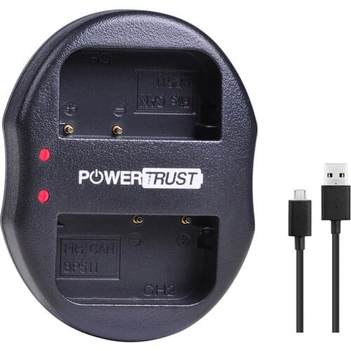 PowerTrust 1X BP-511 BP 511 BP511 BP511A Dual USB Battery Charger for Canon G6 G5 G3 G2 G1 EOS 300D 50D 40D 30D 20D 5D Battery