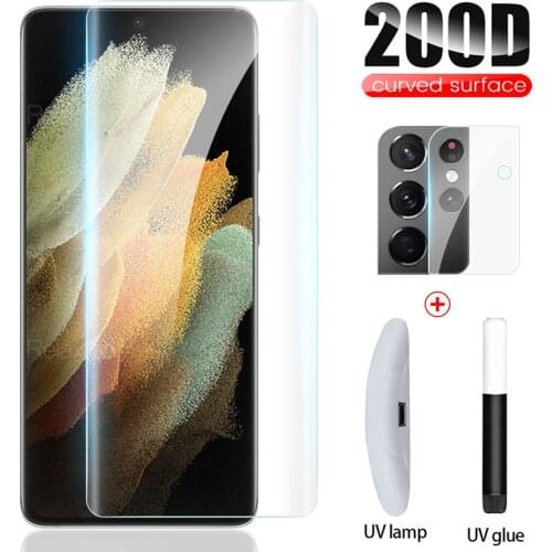 S21ultra glass uv full glue curved protective glass for samsung galaxys21 galaxy s21+ s21 s 21 ultra plus screen protectors film