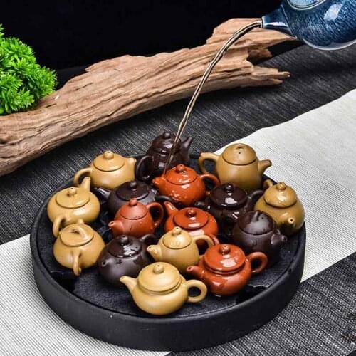 Purple Clay Teapot Mini Fingertip Teapot Tea Pet Small Pocket Kung Fu Tea Set Ornament Accessories Boutique Tea Table Decoration