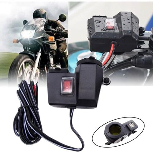 1 Set Motorcycle DC 12V Cigarette Lighter Socket Splitter Power Adapter With Dual USB Charger Universal For Most Motorbike