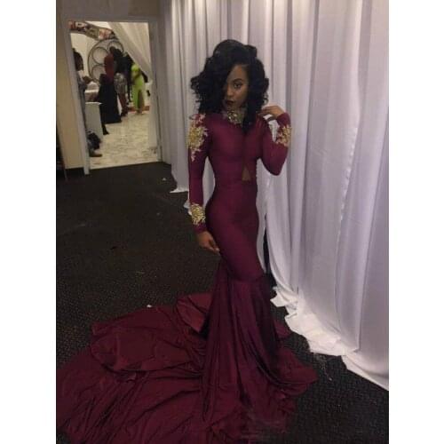 2020 Fashion Cheap Women Wine Red Event Prom Dress Sexy South African Gold Long Formal Evening Party Gown Custom Made Plus Size