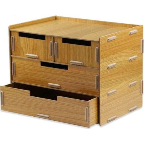 3-layer drawer-type wooden desktop file with multi-layer storage storage box cabinet rack