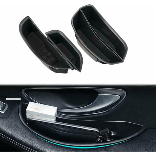 4pcs Car Door Armrest Storage Box Holder For Mercedes Benz C Class 2014-2018 Benz GLC 2015-2018