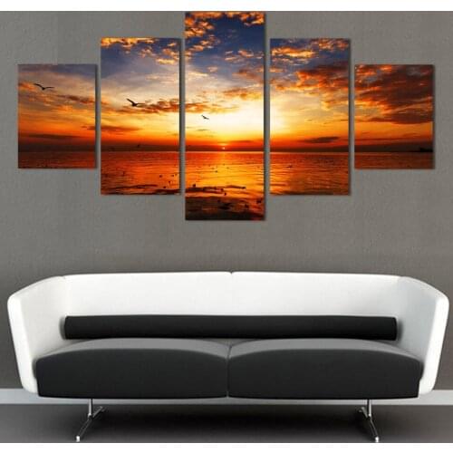 5 Pc Home Decor sun sea Wall Art Paintings on Canvas Wall Art for Home Decorations Wall Decor(Frame)