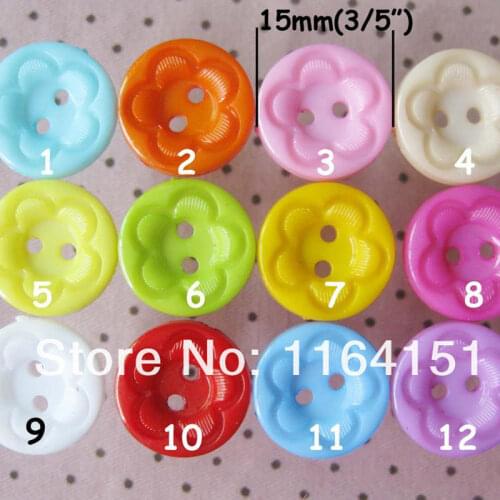 50pcs/lot Mixed loose Fashion Plastic Button Flower Shape 15mm Children Kids Accessories Buttons For Craft Garment Accessory