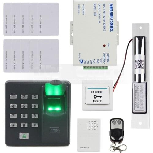 DIYSECUR Biometric Fingerprint RFID 125KHz Password Keypad Door Access Control System Kit + Electric Bolt Lock + Remote Control