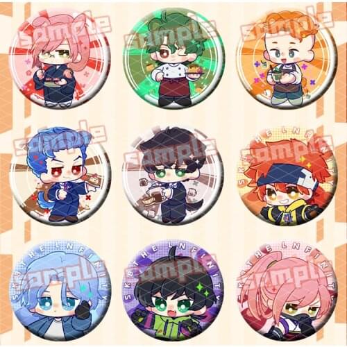 SK∞ SK8 the Infinity Skateboard Joe Reki Langa Cherry blossom Miya Figure Badge Round Brooch Pin Gifts Kids Collection Toy n7329