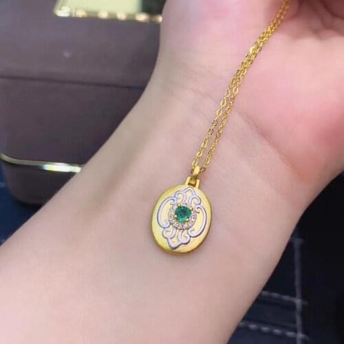 100% Natural And Real Emerald Pandant Solid S925 Sterling Silver Emerald necklace For Women Colour Gem Stone Fine Jewelry