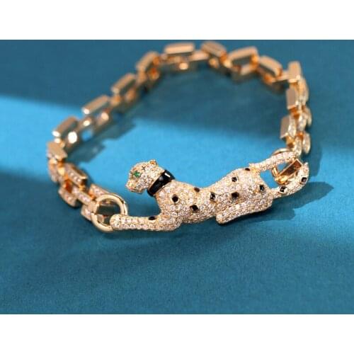 Black Leopard Bracelet Personality Trendy Cuban Leopard Bracelet