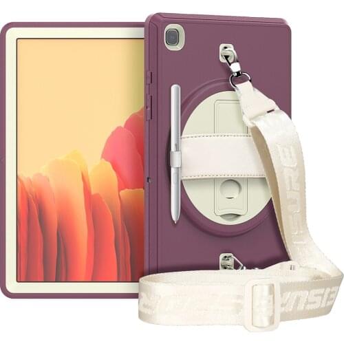 360 Rotating Kickstand Kids Cover for Samsung Galaxy Tab A7 10.4 T500 T505 Shockproof Silicone Case with Shoulder Strap+Film