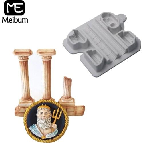 Meibum Ancient Columns Cake Mould Clay Pan Cake Decorating Fondant Silicone Molds Paste Craft Dessert Baking Pastry Form