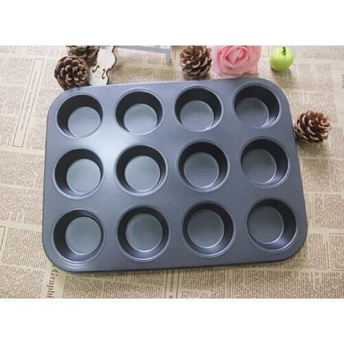 1PC Bakeware Muffin Cake Baking Pan 6/12 Holes Cupcake Mold Non Stick Baking Dishes Carbon Steel Oven Trays Pastry Tool JC 0524
