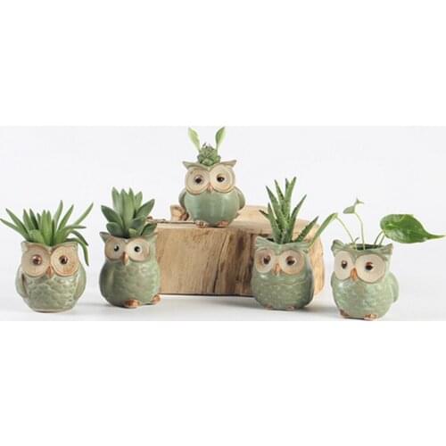 5pcs Owl Shaped Flower Pots Ceramic Mini Succulents Pots American country Japanese style retro decorative ceramic planter pot