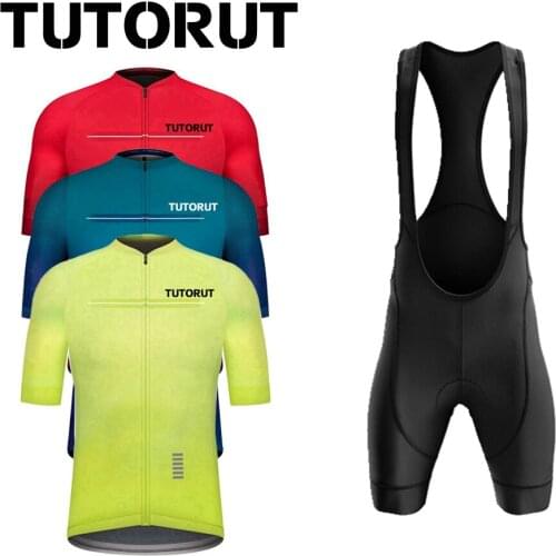 TUTORUT Cycling Jersey Set For Men Short Sleeve Breathable Bike Clothing Summer Mountain Bicycle Clothes With Reflective Strip