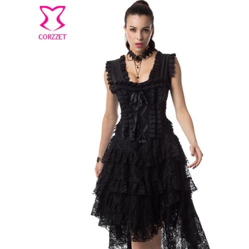 Floral Lace Gothic Corset Dress Victorian Corsets And Shapers Sexy Women Steampunk Dress Clothing Swallowtail Burlesque Costume