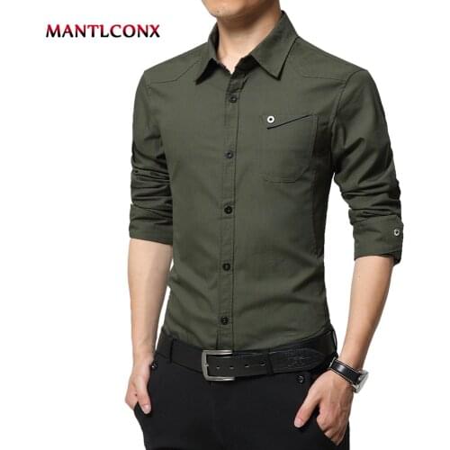 MANTLCONX New Autumn Mens Casual Shirt Cotton Casual Shirt Men Long Sleeve Big Size Breathable Office Dress Shirts Men Cotton