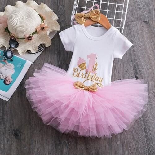 My Baby 1 Year Birthday Party Dress Baby Girl Clothes Tutu Girls Dress Newborn 1st Birthday Outfits Toddler Girls Clothing 12M