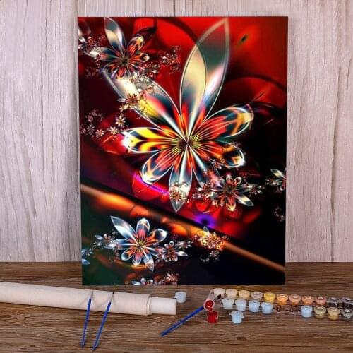 Abstract Flower Coloring By Numbers Painting Package Acrylic Paints 40*50 Canvas Painting New Design Kids Wholesale