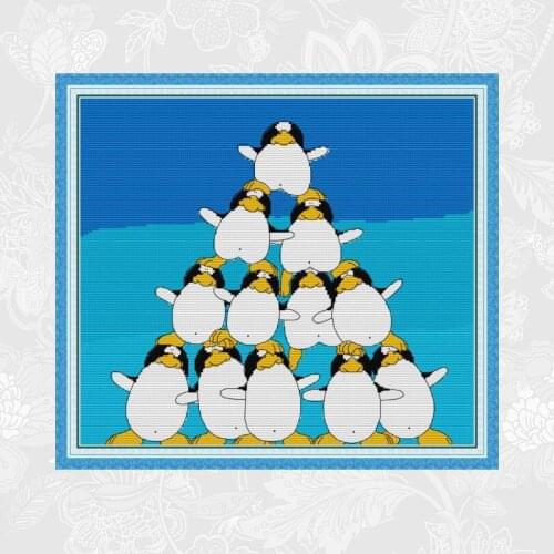 Penguin Pile Cross Stitch kits Aida Canvas 14ct 11ct Counted Embroidery DIY Handmade Needlework Crafts Home Decoration