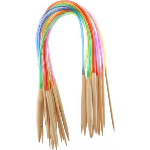 Circular Knitting Needles Set DIY Double Cusp Crochet Hooks Set Soft Tube Bamboo Circular Sewing Needles