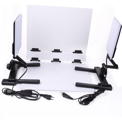 NanGuang LED Photo Light Lamp CN-T96 2 Kit 220V Photographic Lighting with Mini Shooting Table & Background Paper Kit