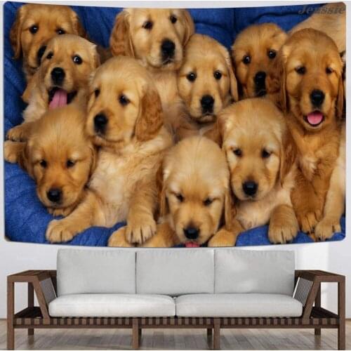Golden Retriever Husky 3D Printing Wall Tapestry Pet Dog Tapestry Shiba Inu Wall Hanging Tapestry for Bedroom Living Room