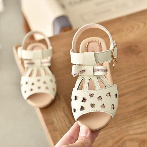 Newest Summer Kids Shoes 2020 New Fashion Leathers Sweet Children Sandals For Girls Toddler Baby Breathable Hoolow Out Bow Shoes