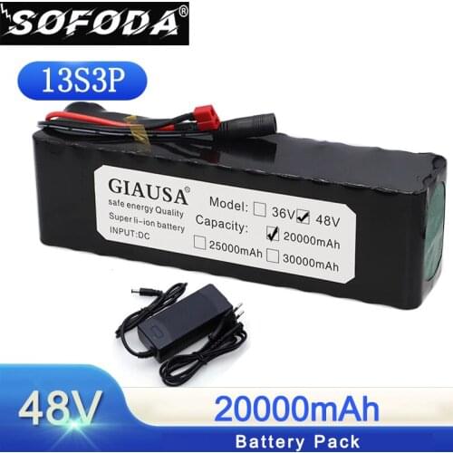 New 48V lithium battery 48v 20Ah 1000w 13S3P Lithium ion Battery Pack For 54.6v E-bike Electric bicycle Scooter with BMS+charger