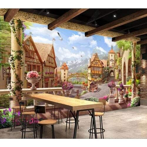 Papel de parede retro European landscape 3D stereo wallpaper mural,living room bedroom wall papers home decor