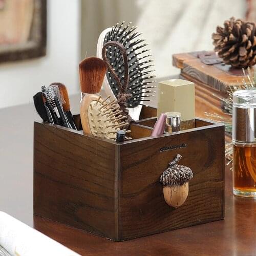 Organizer For Cosmetics Solid Wood Simple Desktop Household Remote Control Finishing Box Sundries Rack Household Storage Box