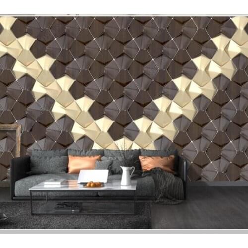 Papel de parede Modern 3D solid geometric square golden wallpaper mural,living room tv wall bedroom wall papers home decor