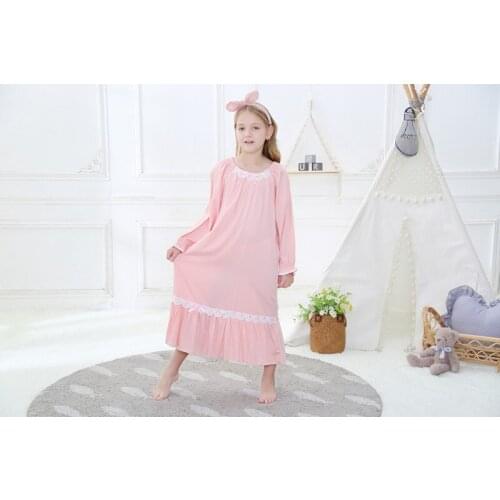 100% Soft Cotton Embroidery Pajamas for Girls Short Sleeve Night Dress Palace Princess Night Gown Kids Summer Sleepwear