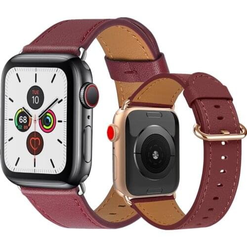 Pulseira for apple watch 4 5 band Genuine Leather watchbands for iwatch 3 strap 44mm 40mm 42mm 38mm Women Men smart correa