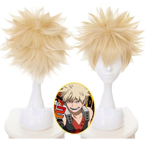 Anime My Hero Academia Katsuki Bakugo Cosplay Wig Short Wig Boku No Hero Academia Fiber Hair +Free Wig Cap Party Props Men Woman