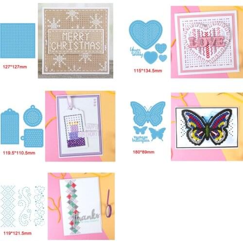 Round Hole Series Square Heart-Shaped Butterfly Flower Border Metal Cutting Dies for New Diy Scrapbooking Album New Craft 2020