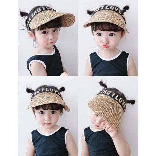 Baby sun hat summer fashion children sun protection hat boys and girls empty top thin sun hat beach hat straw hat