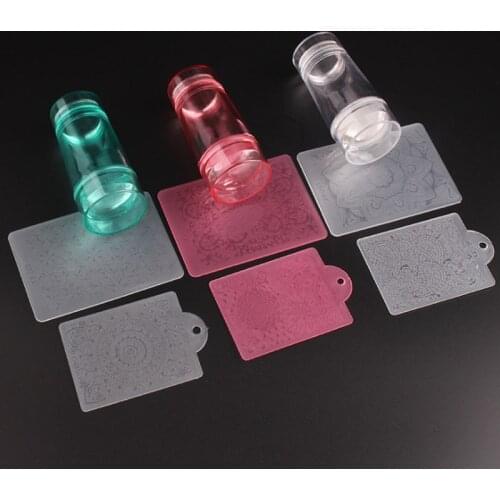 Silicone transparent nail art stamping kit everthing for manicure plate stamp polish Stencil template seal stamper scraper
