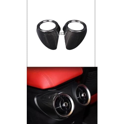 Carbon Fiber Style Rear Row Air Conditioning Vent Outlet Cover Trim For Alfa Romeo Giulia 2017 2018 car Accessories
