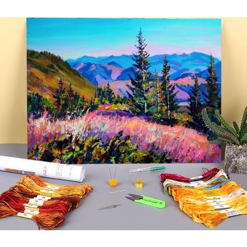 Landscape Sunny November Printed Fabric 11CT Cross-Stitch Full Kit DIY Embroidery DMC Threads Knitting Sewing Hobby Needle