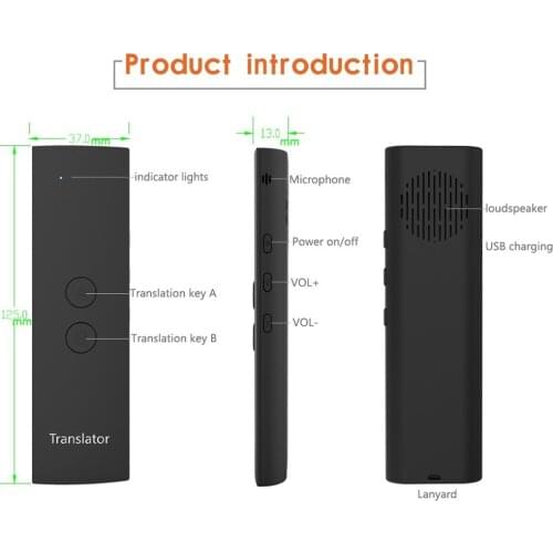 T6 Mini Intelligent Translator Device Speech Interpreter Two-way Real-time Translation 38 Languages Bluetooth Text Translation